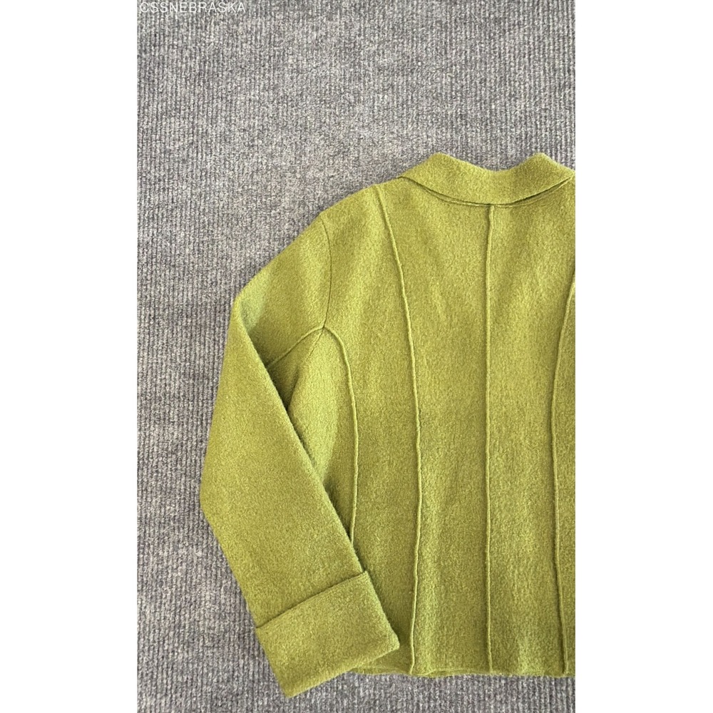 Jillian Jones Women's Vintage Green Boiled Wool Full Zip Jacket Sz XL - Picture 9 of 10
